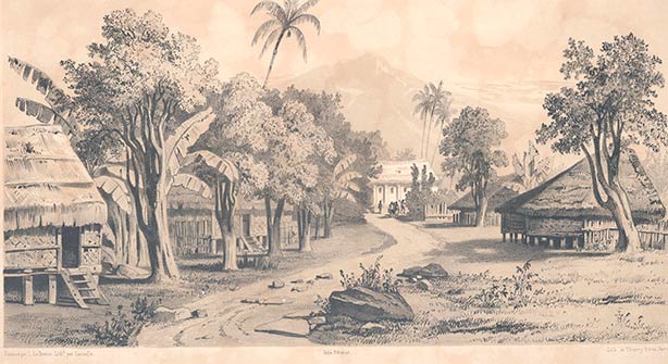 “Grande rue d’Umata, Ile Gouaham”, Dumont d’Urville 1846