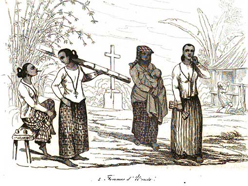 Ilustration. Four women, two of them smoking